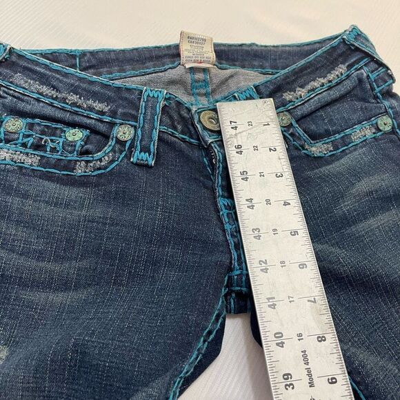 True Religion Joey Super T Denim Blue Stitch Jeans Size 26 Rare - Picture 4 of 11